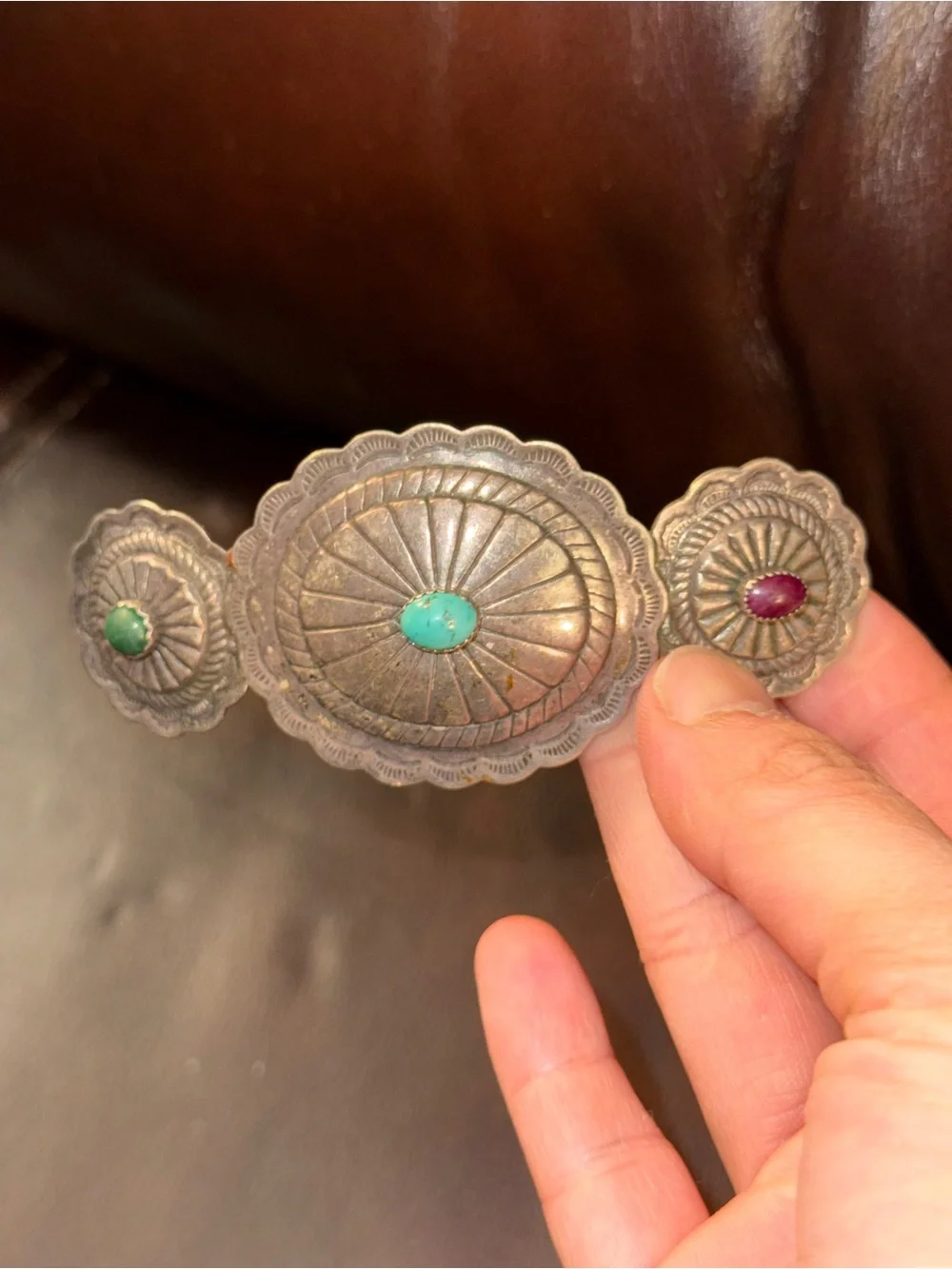 Vintage Made in France Southwestern Concho Hair Barrette Boho Western